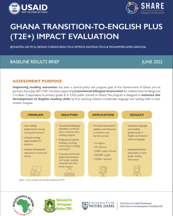 Ghana Transition-to-English Plus (T2E+) Impact Evaluation